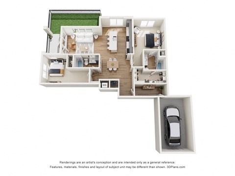 Floor plan for 2 beds, 2 baths, 1266 sqft